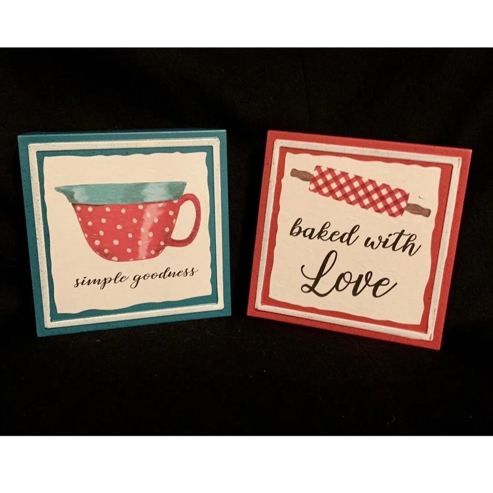 THE PIONEER WOMAN SIMPLE GOODNESS & BAKED WITH LOVE 6" X 6" METAL BOX SIGNS NWT